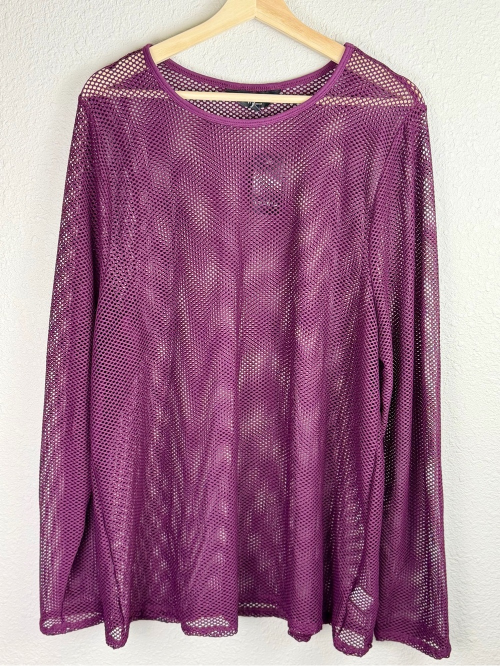 Torrid Nightfall Mesh Fishnet Long Sleeve Crew Neck Shirt Potent Purple 3X NWT